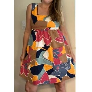Anthropologie Girls From Savoy Blue Tan Dress 0